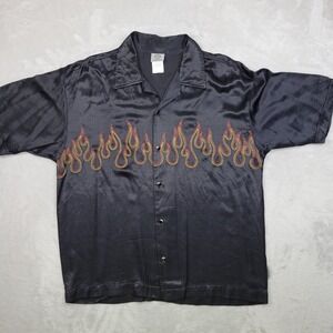 Vintage Venue Shirt Men XL Flames Fire Lounge Bowling Rockabilly Y2K Biker Adult
